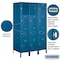 Salsbury Industries 4 Tier Metal Locker, 54"Wx78"Hx21"D, 12 Door, Blue, Unassembled 18-54361BL-U - alternate 4